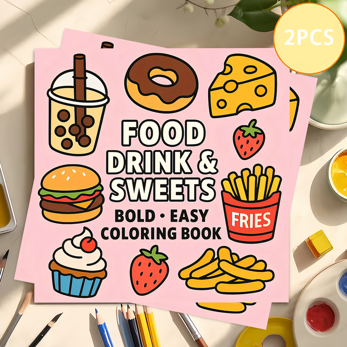Learning Workbook Preschool - Cute Food Drink & Sweets Coloring