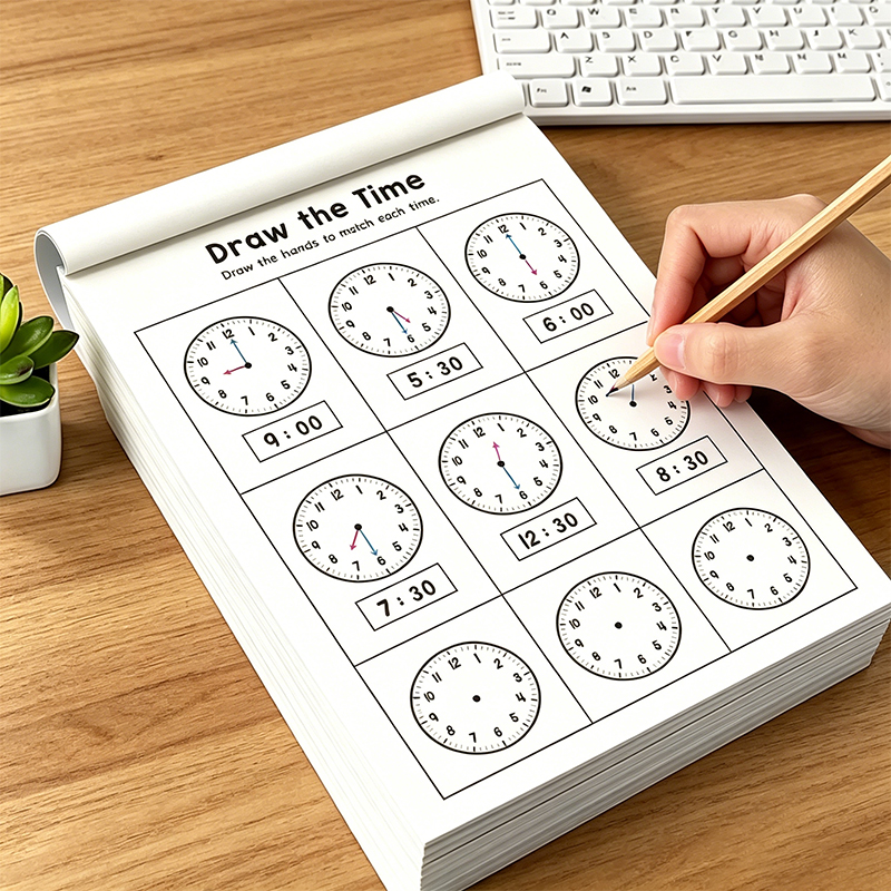 Learning Workbook Preschool - Clock Practice Workbook, Suitable for Reading