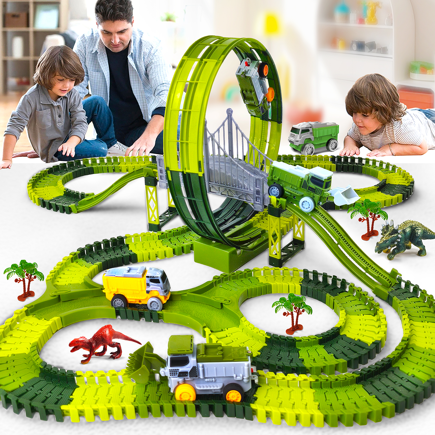 Kids Educational Device - Dinosaur Toy Race Track Featuring Flexible
