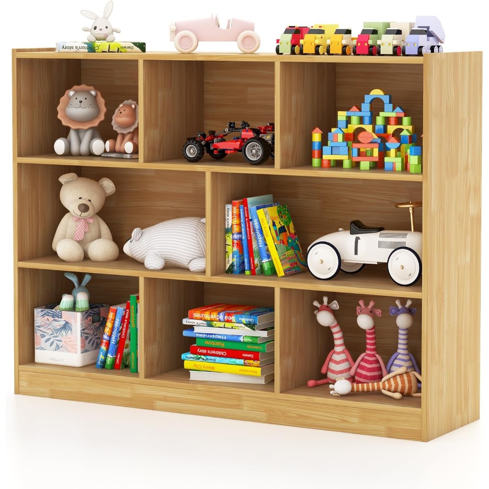 3-Shelf Kids Bookcase Wooden T - Montessori Shelf Toy ulasan dan harga