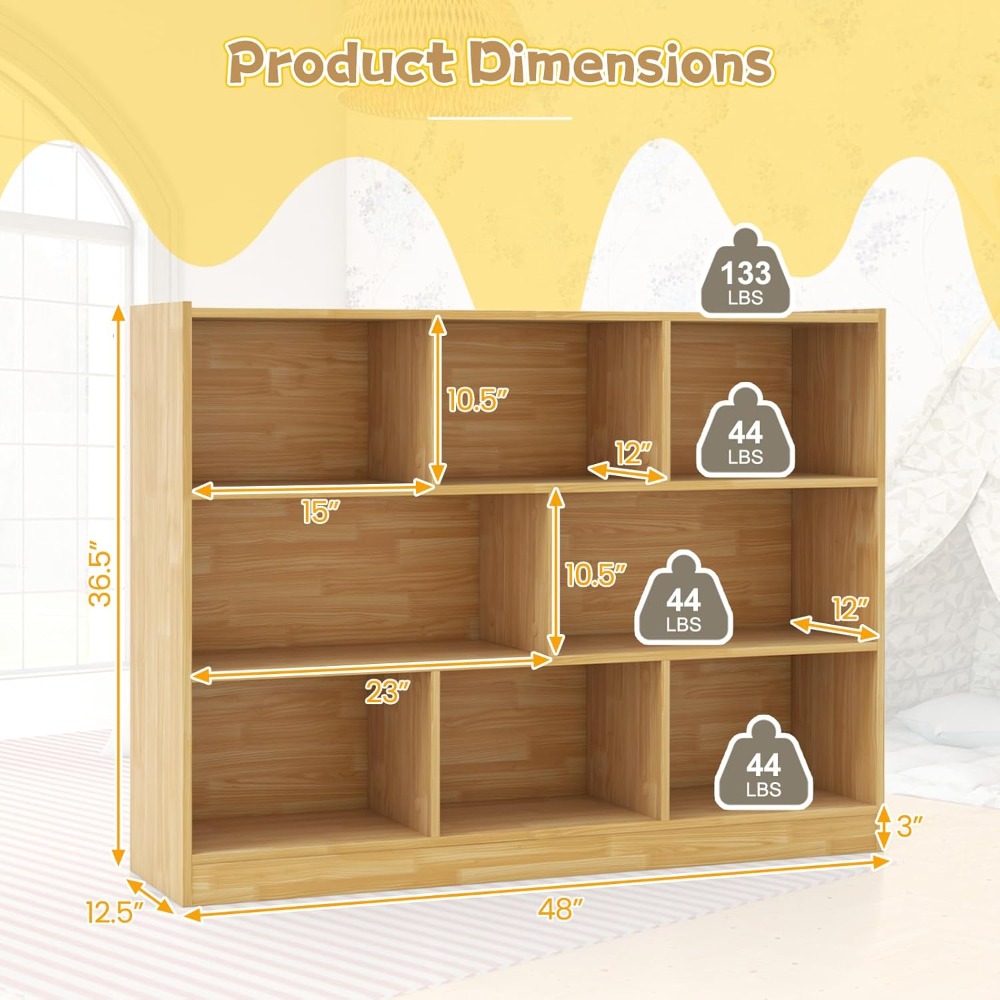 3-Shelf Kids Bookcase Wooden T - Montessori Shelf Toy ulasan dan harga