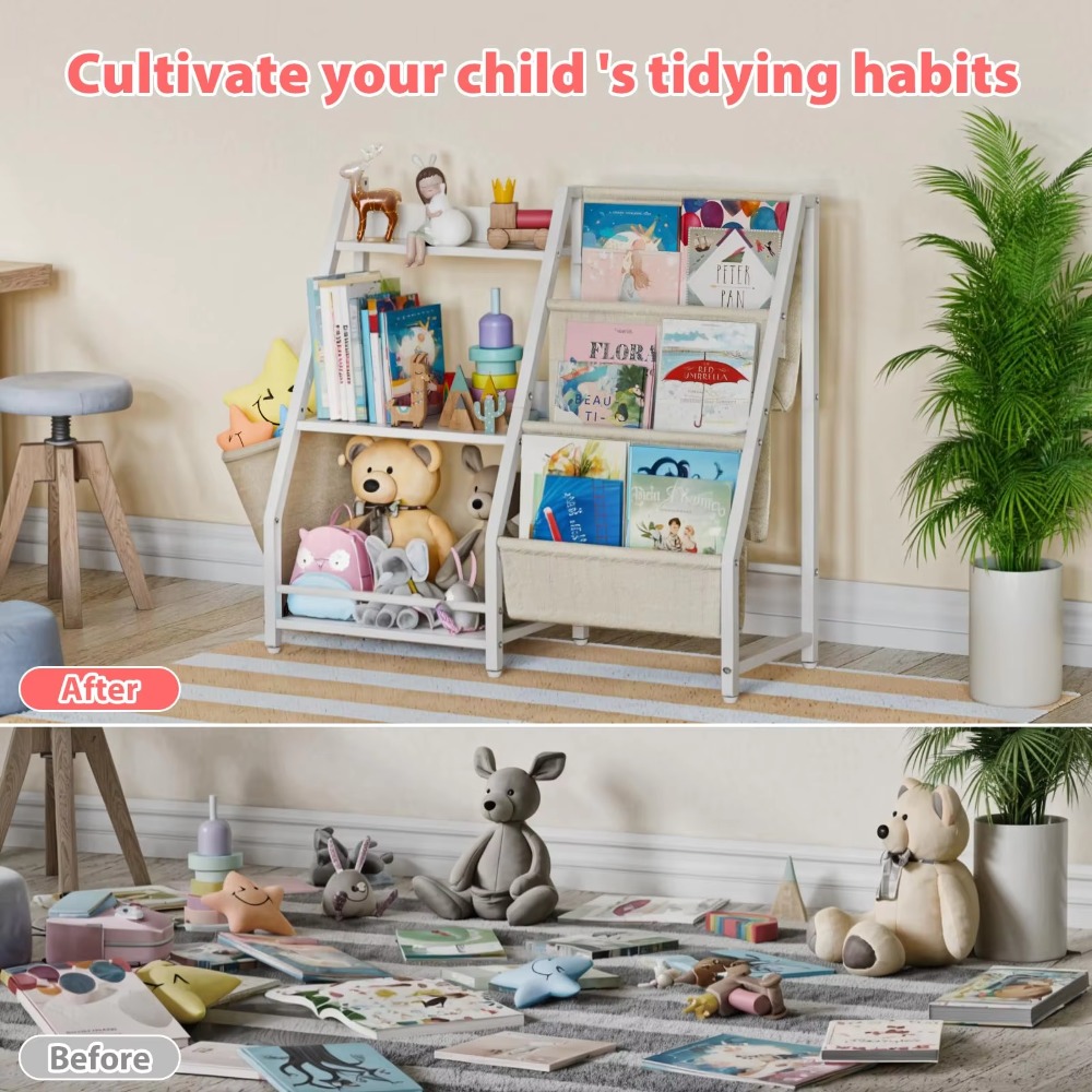 3 Tier Kids Bookshelf and Toy  - Montessori Shelf Toy ulasan dan harga