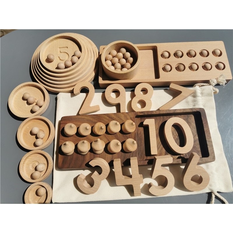 Wooden Montessori Toys Walnut  - Montessori Shelf Toy ulasan dan harga