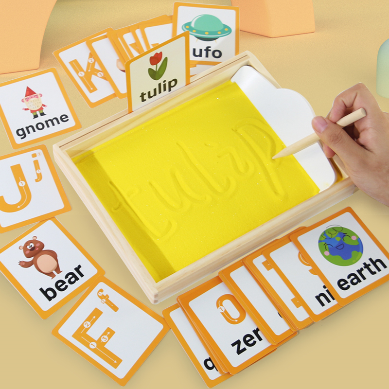 Wooden Montessori Sand Tray Wi - Montessori Shelf Toy ulasan dan harga