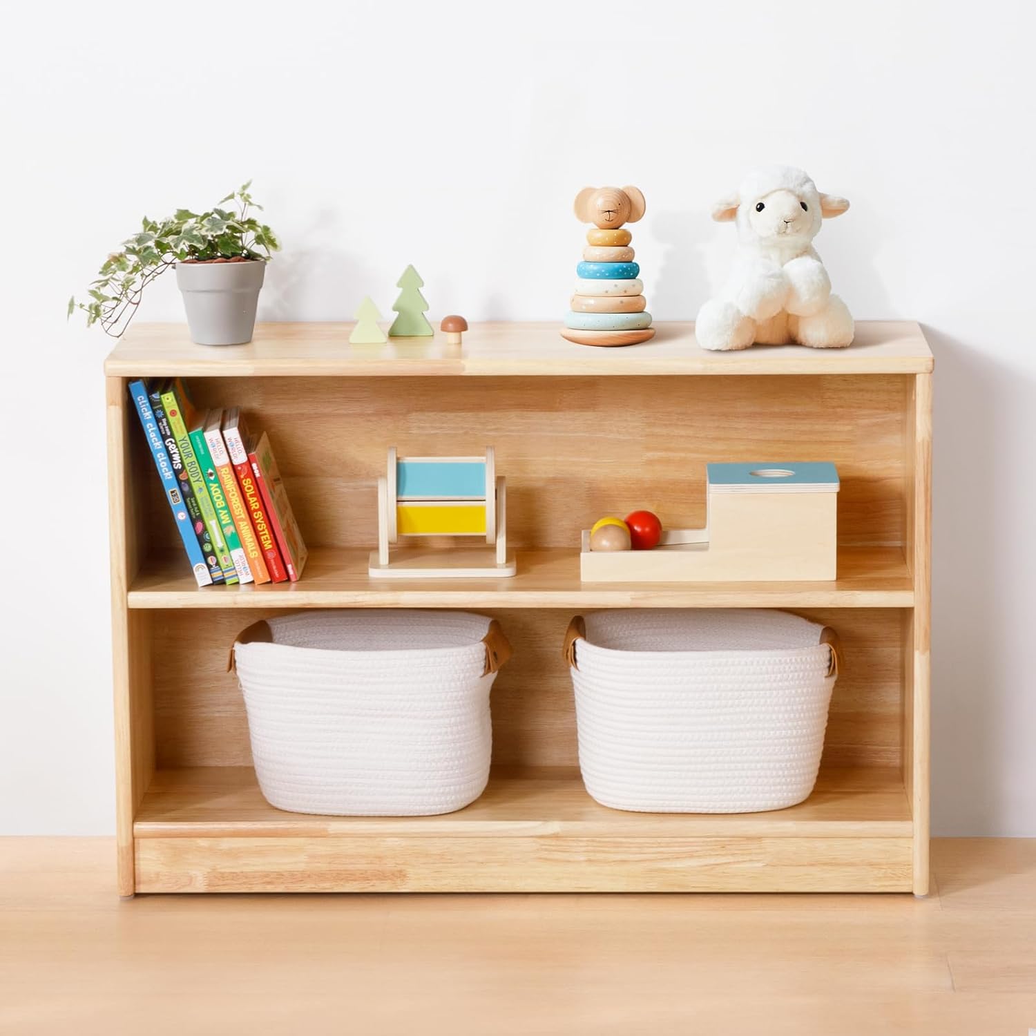 Rubber Wood Montessori Shelf T - Montessori Shelf Toy ulasan dan harga