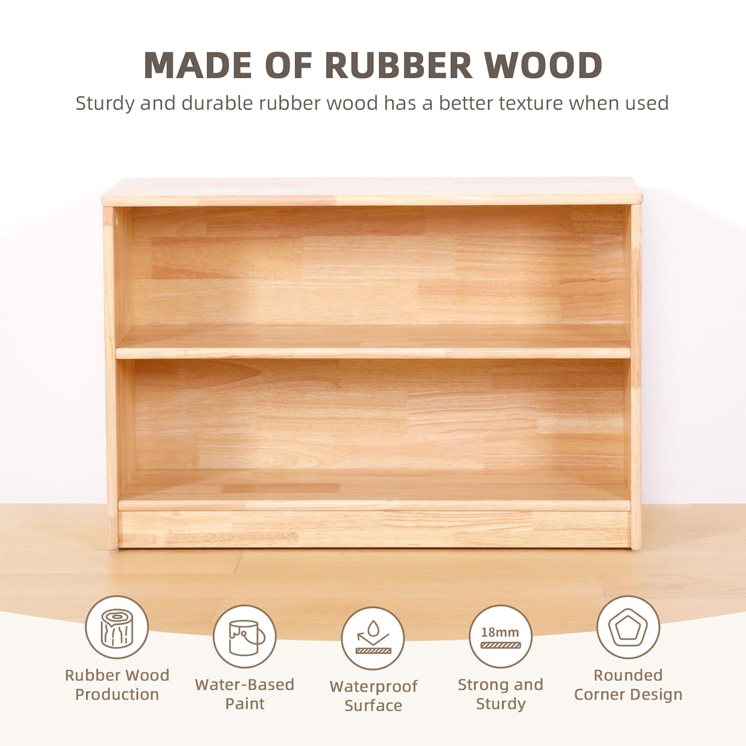 Rubber Wood Montessori Shelf T - Montessori Shelf Toy ulasan dan harga
