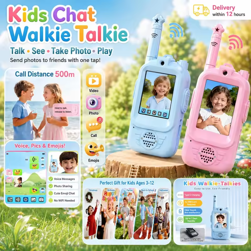 2PC Kids Video Walkie Talkies  - Kids Education Recreation ulasan dan harga
