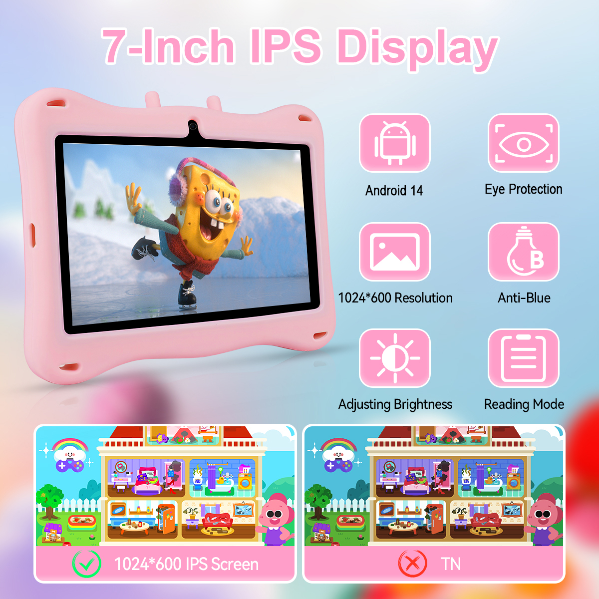 7 Inch Kids Tablet Android 14  - Kids Education Tablets ulasan dan harga